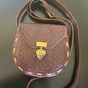 Leather crossbody purse brown